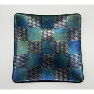 Barrett Glass Studio Dichroic Fused Art Glass Plate 9.5” Signed 1996 Vintage